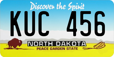 ND license plate KUC456
