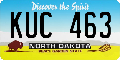 ND license plate KUC463