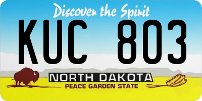 ND license plate KUC803
