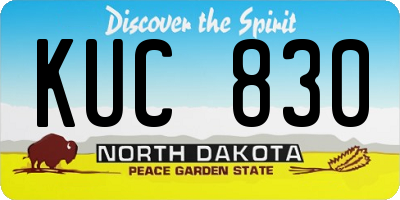 ND license plate KUC830
