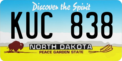 ND license plate KUC838