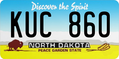 ND license plate KUC860