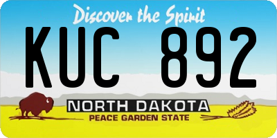 ND license plate KUC892