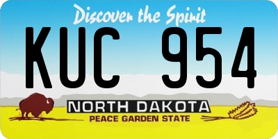 ND license plate KUC954