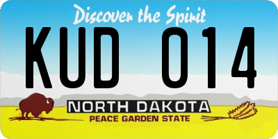 ND license plate KUD014