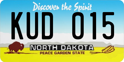 ND license plate KUD015