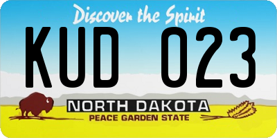 ND license plate KUD023