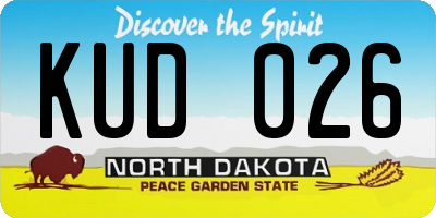 ND license plate KUD026