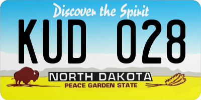 ND license plate KUD028