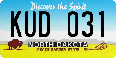 ND license plate KUD031