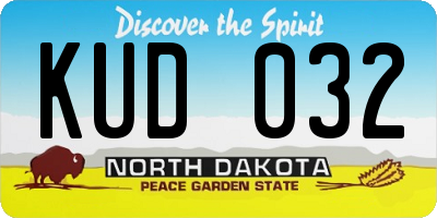 ND license plate KUD032