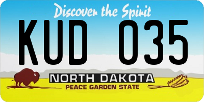 ND license plate KUD035