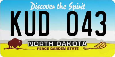 ND license plate KUD043