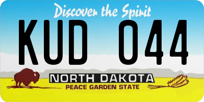 ND license plate KUD044