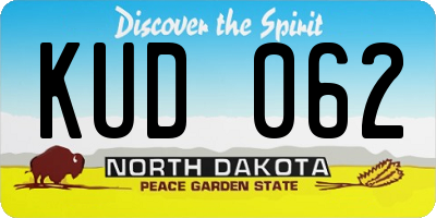ND license plate KUD062