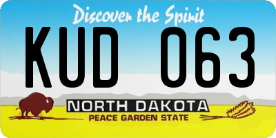 ND license plate KUD063
