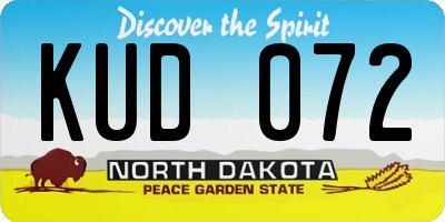 ND license plate KUD072