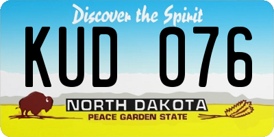 ND license plate KUD076