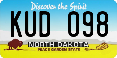 ND license plate KUD098