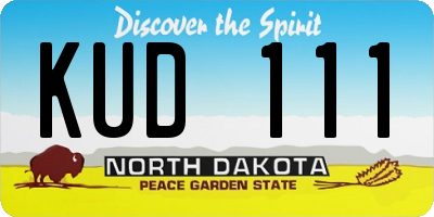 ND license plate KUD111