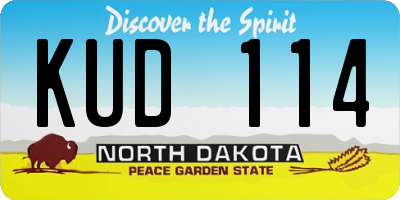 ND license plate KUD114