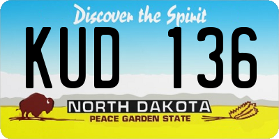 ND license plate KUD136