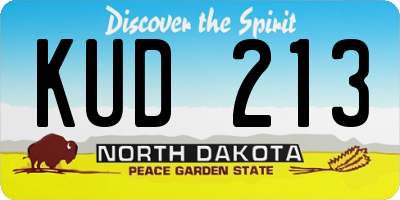 ND license plate KUD213