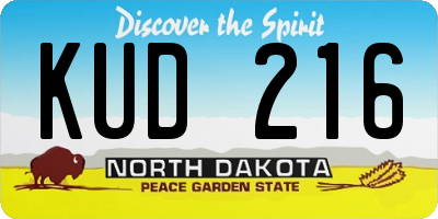 ND license plate KUD216