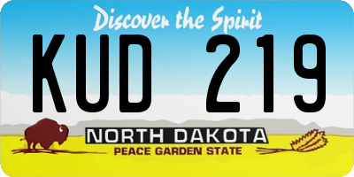 ND license plate KUD219