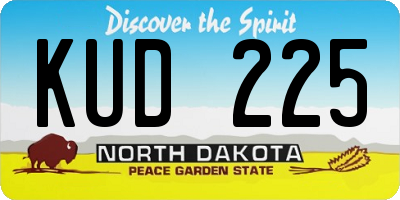 ND license plate KUD225