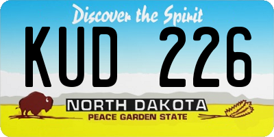 ND license plate KUD226