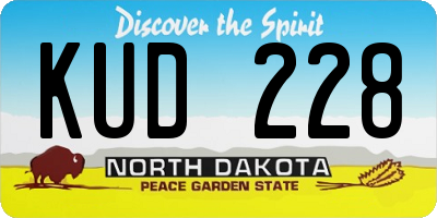 ND license plate KUD228