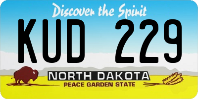 ND license plate KUD229
