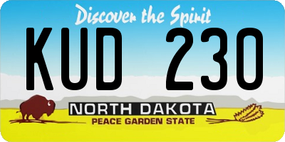 ND license plate KUD230