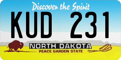ND license plate KUD231
