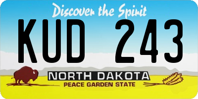 ND license plate KUD243