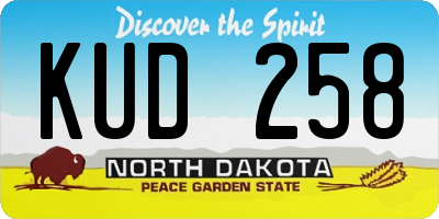 ND license plate KUD258
