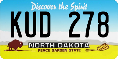 ND license plate KUD278