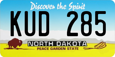 ND license plate KUD285
