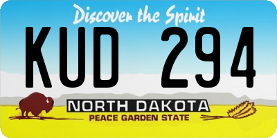 ND license plate KUD294