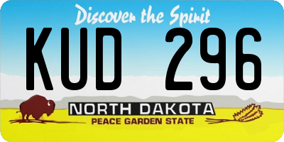 ND license plate KUD296