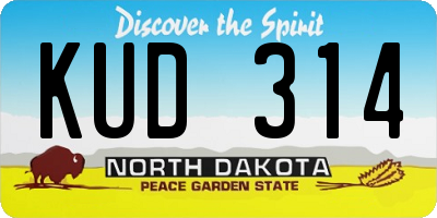 ND license plate KUD314