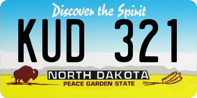 ND license plate KUD321