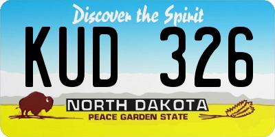 ND license plate KUD326