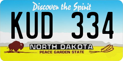ND license plate KUD334