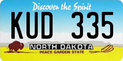 ND license plate KUD335