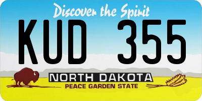 ND license plate KUD355