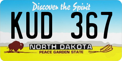 ND license plate KUD367