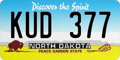 ND license plate KUD377