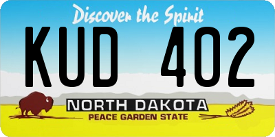 ND license plate KUD402
